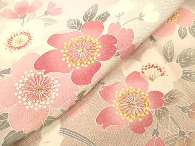 平和屋着物●中国三大刺繍 相良刺繍 訪問着 作家物 枝桜 暈し染 金糸 正絹 逸品 DABL2603fe