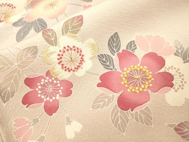 平和屋着物●中国三大刺繍 相良刺繍 訪問着 作家物 枝桜 暈し染 金糸 正絹 逸品 DABL2603fe