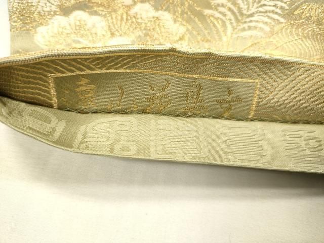 平和屋本店▼六通柄袋帯 唐織 遠山花鳥文 本金プラチナ 正絹 逸品 DABL2722fe