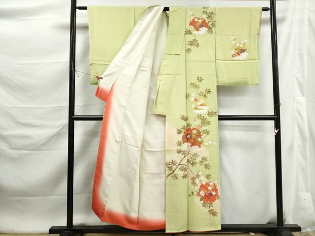 平和屋着物■訪問着 駒刺繍 雪輪枝花文 金彩 正絹 逸品 DABL3014qa