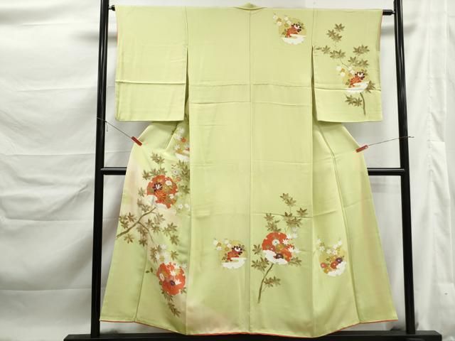 平和屋着物■訪問着 駒刺繍 雪輪枝花文 金彩 正絹 逸品 DABL3014qa