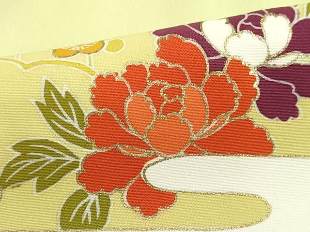 平和屋着物■訪問着 駒刺繍 雪輪枝花文 金彩 正絹 逸品 DABL3014qa