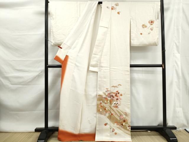 平和屋着物■訪問着 駒刺繍 立波花松文 暈し染め 金彩 正絹 逸品 DABL3020qa