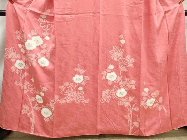 平和屋着物■訪問着 手描き 絞り 舞花文 正絹 逸品 DABL3024qa