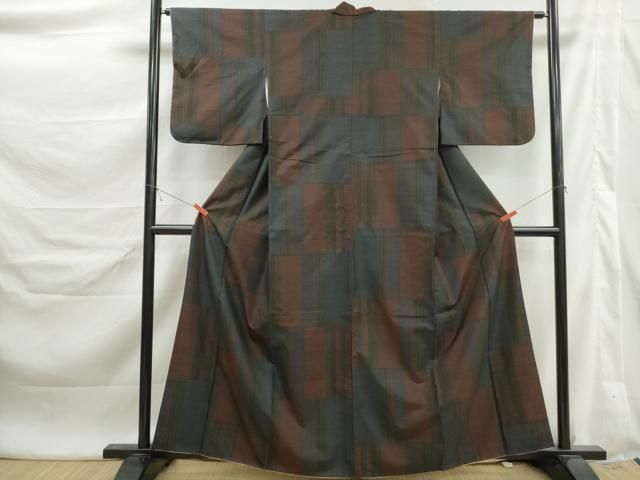 平和屋着物■本場大島紬 抽象間道 正絹 逸品 DABL3036qa