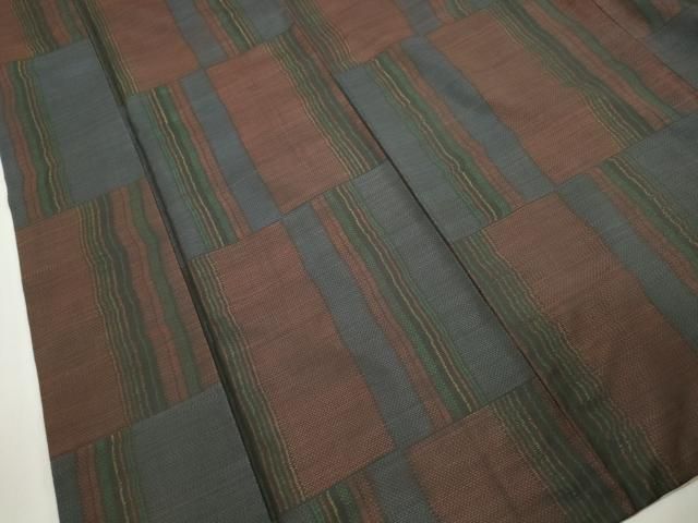 平和屋着物■本場大島紬 抽象間道 正絹 逸品 DABL3036qa
