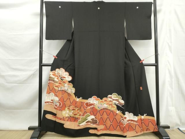 平和屋着物■豪華黒留袖 作家物 籬笠松文 金彩 正絹 逸品 DABL3118qa