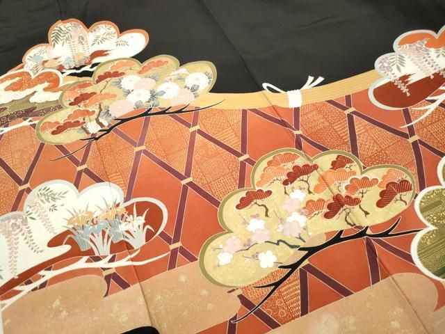 平和屋着物■豪華黒留袖 作家物 籬笠松文 金彩 正絹 逸品 DABL3118qa