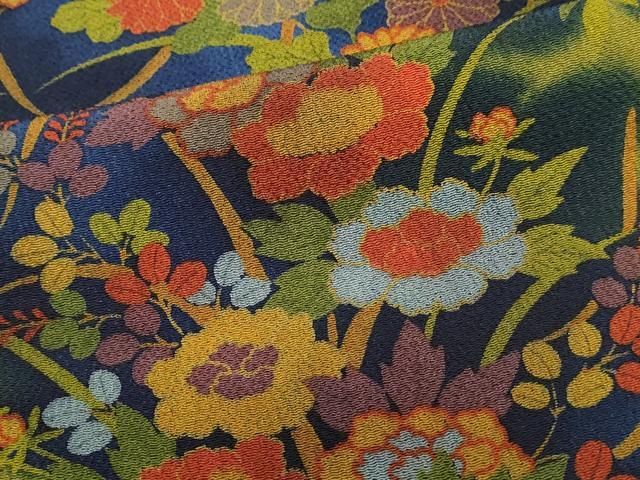 平和屋着物■上質な小紋 草花文 暈し染め 鬼しぼ縮緬 正絹 逸品 DABL3119qa