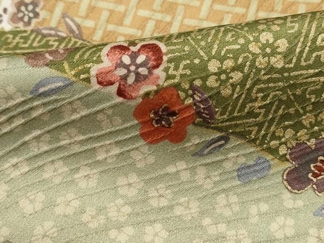 平和屋着物■上質な小紋 斜縞吉祥花文 金彩 正絹 逸品 DABL3121qa