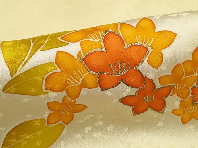 平和屋着物■訪問着 枝花文 暈し染め 金彩 反端付き 正絹 逸品 未使用 DABL3125qa