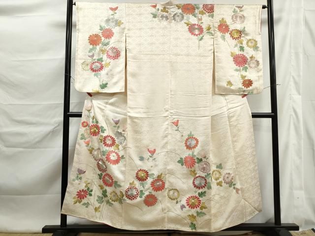 平和屋着物■訪問着 総刺繍 草花文 菊 金銀糸 正絹 逸品 DABL3127qa