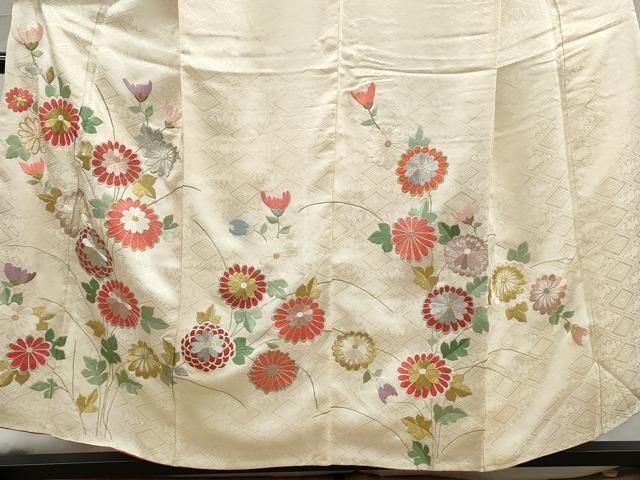 平和屋着物■訪問着 総刺繍 草花文 菊 金銀糸 正絹 逸品 DABL3127qa