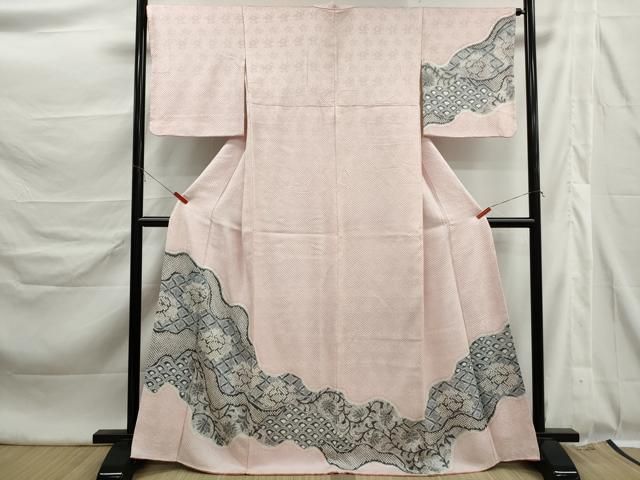 平和屋着物●訪問着 総絞り 道長花文 正絹 逸品 DABL3130qa