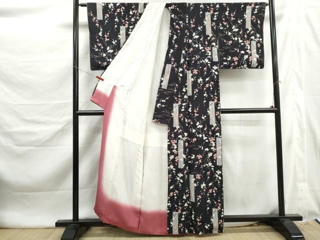 平和屋着物■上質な小紋 短冊枝梅文 金彩 正絹 逸品 DABL3135qa