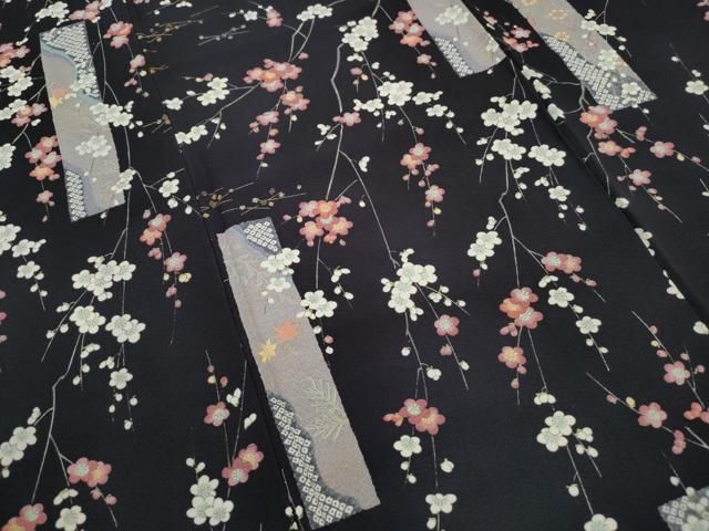 平和屋着物■上質な小紋 短冊枝梅文 金彩 正絹 逸品 DABL3135qa