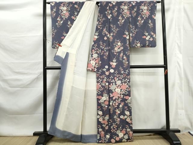 平和屋着物■訪問着 草花文 菊 椿 金彩 鬼しぼ縮緬 正絹 逸品 DABL3136qa