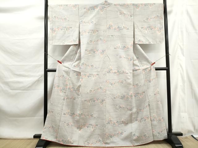 平和屋着物■塩沢紬 作家物 雪の小里 草花文 証紙付き 正絹 逸品 DABL3137qa