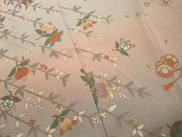 平和屋着物■訪問着 吉祥花鼓文 暈し染め 金彩 仮絵羽 逸品 未使用 DABL3139qa