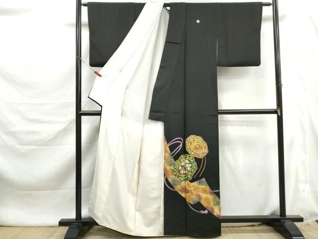 平和屋着物■豪華黒留袖 駒刺繍 鏡裏花鳥文 金彩 正絹 逸品 未使用 DABL3144qa
