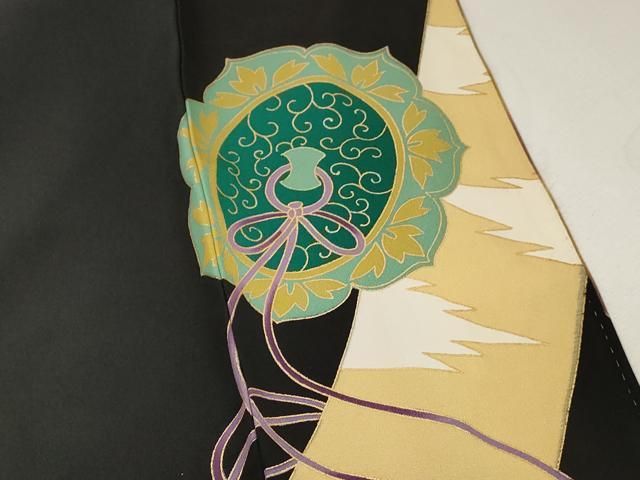 平和屋着物■豪華黒留袖 駒刺繍 鏡裏花鳥文 金彩 正絹 逸品 未使用 DABL3144qa