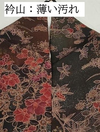 平和屋着物■上質な小紋 椿花文 暈し染め 銀彩 鬼しぼ縮緬 正絹 逸品 DABL3156qa