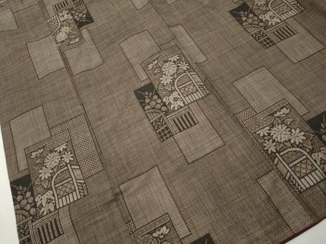 平和屋着物■本場大島紬 7マルキ 風景花文 正絹 逸品 DABL3193qa
