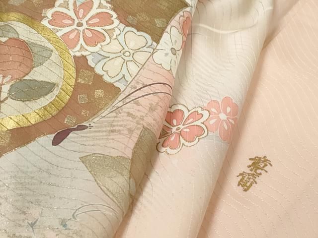平和屋着物■訪問着 作家物 花蝶文 暈し染め 金彩 正絹 逸品 DABL3197qa