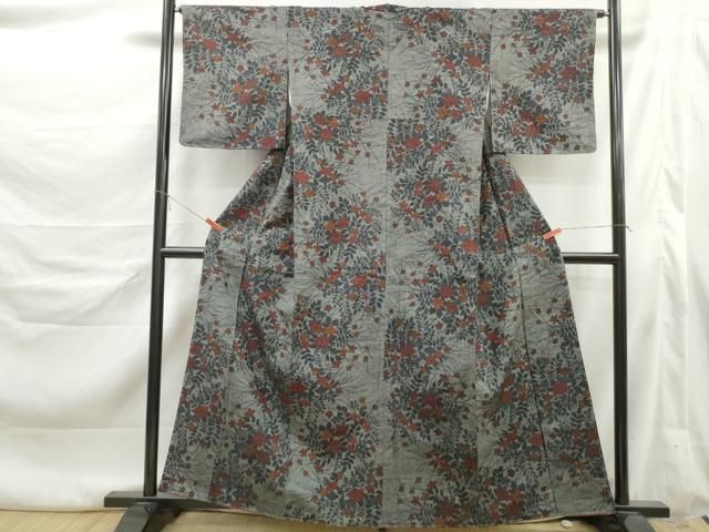 平和屋着物■上質な紬 草花文 正絹 逸品 未使用 DABL3202qa