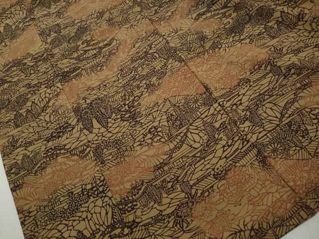 平和屋着物■上質な小紋 型染め 風景花文 暈し染め 正絹 逸品 DABL3203qa