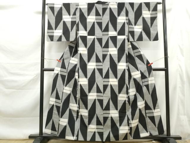 平和屋着物■上質な紬 幾何学文 正絹 逸品 DABL3213qa