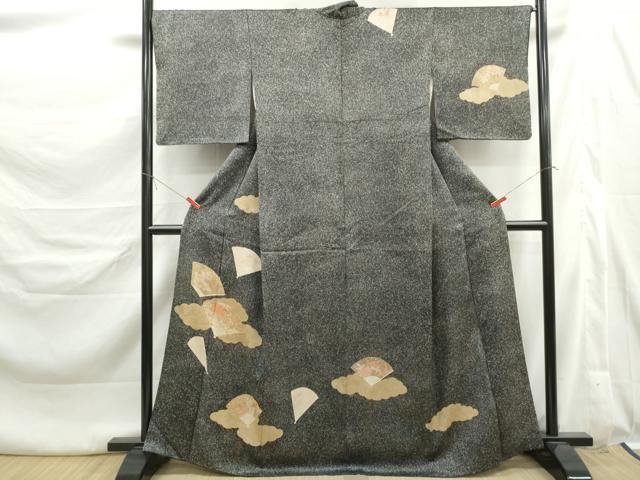 平和屋着物■訪問着 駒刺繍 雲取り扇面花文 金彩 正絹 逸品 DABL3230qa