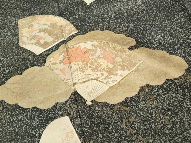 平和屋着物■訪問着 駒刺繍 雲取り扇面花文 金彩 正絹 逸品 DABL3230qa