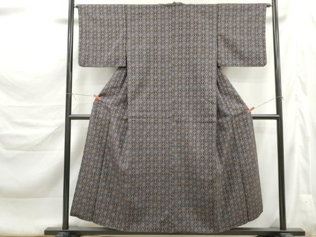 平和屋着物■上質なお召 花菱文 正絹 逸品 DABL3248qa