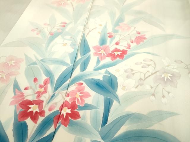 平和屋着物●巨匠 前田華清 手描き 訪問着 手描き 草花文 正絹 逸品 DABL3522du