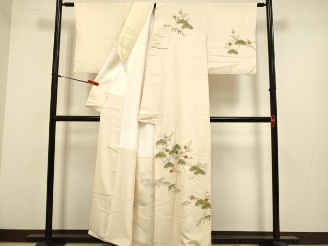 平和屋着物●訪問着 駒刺繍 梅松文 金彩 伊勢丹扱い 正絹 逸品 DABL3524du