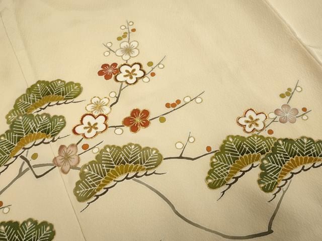 平和屋着物●訪問着 駒刺繍 梅松文 金彩 伊勢丹扱い 正絹 逸品 DABL3524du