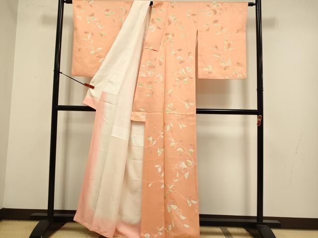 平和屋着物●上質な小紋 地紋起こし 枝花文 正絹 逸品 DABL3527du
