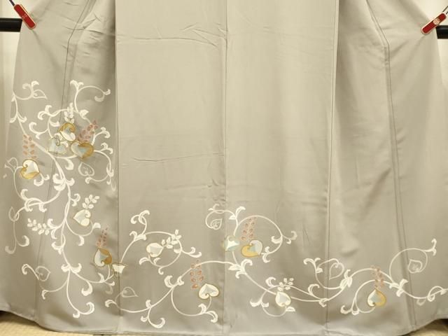 平和屋着物●訪問着 駒刺繍 草花文 金彩 正絹 逸品 DABL3532du