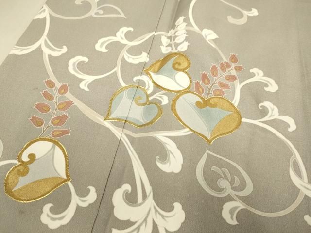 平和屋着物●訪問着 駒刺繍 草花文 金彩 正絹 逸品 DABL3532du