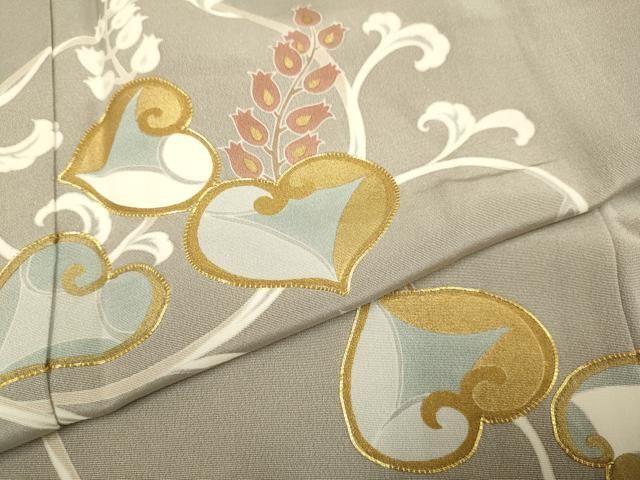 平和屋着物●訪問着 駒刺繍 草花文 金彩 正絹 逸品 DABL3532du