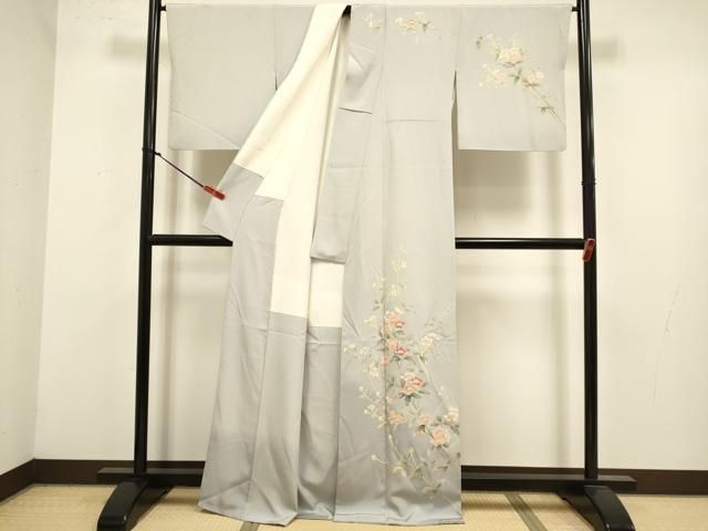 平和屋着物●本加賀友禅作家 和泉衛知 訪問着 枝花文 暈し染め 反端付き 正絹 逸品 DABL3549du