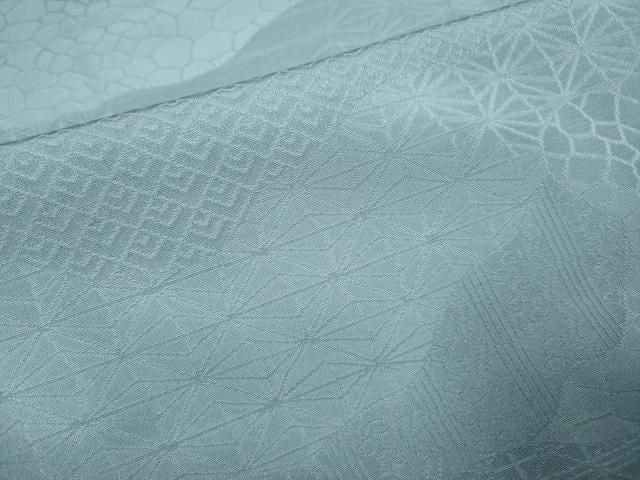 平和屋着物●上質な色無地 吉祥地紋 暗いフォッグ色 正絹 逸品 DABL3550du
