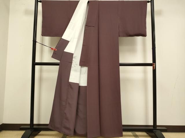 平和屋着物●上質な色無地 暗い紅檜皮色 反端付き 正絹 逸品 DABL3555du