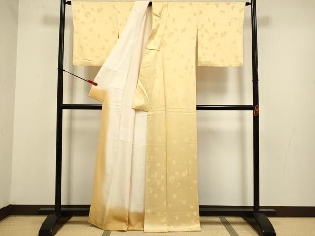 平和屋着物●上質な色無地 人物地紋 飴色 正絹 逸品 DABL3556du