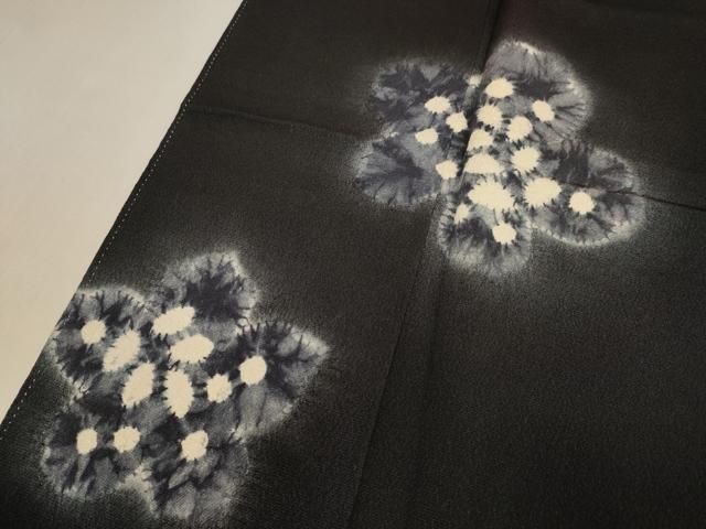 平和屋着物●訪問着 絞り 舞花文 黒地 さが美扱い 正絹 逸品 DABL3557du