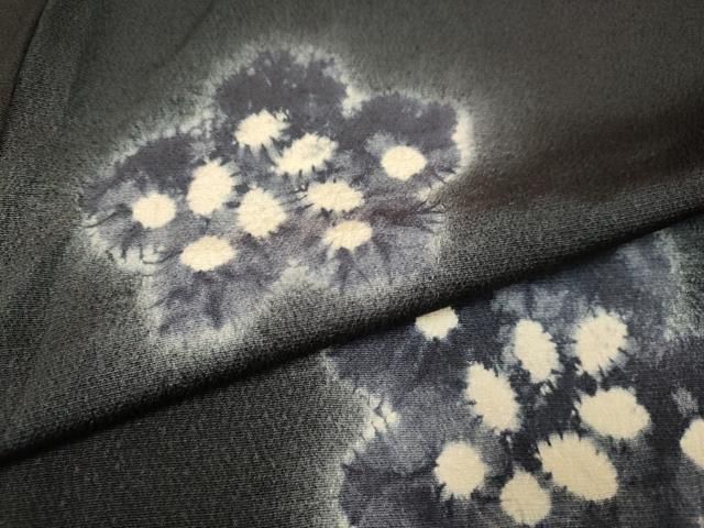 平和屋着物●訪問着 絞り 舞花文 黒地 さが美扱い 正絹 逸品 DABL3557du