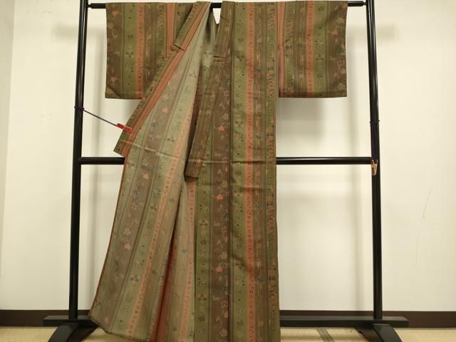 平和屋着物▽小紋 単衣 吉祥花間道 洗える着物 DABL3579du