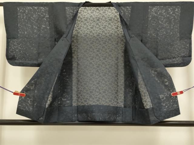 平和屋着物▽道行コート スリーシーズン 春夏秋 塵除け 抽象文様 濃い藍鉄色 DABL3606du