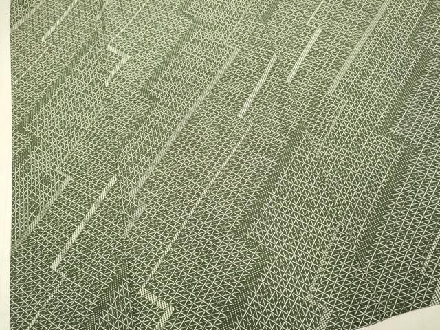 平和屋着物▽上質な小紋 単衣 幾何学文様 正絹 逸品 未使用 DABL3623du